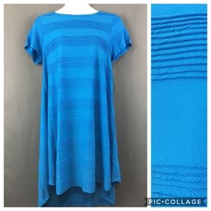 LulaRoe Dress Blue XL "Cathy" Midi Short Sleeve